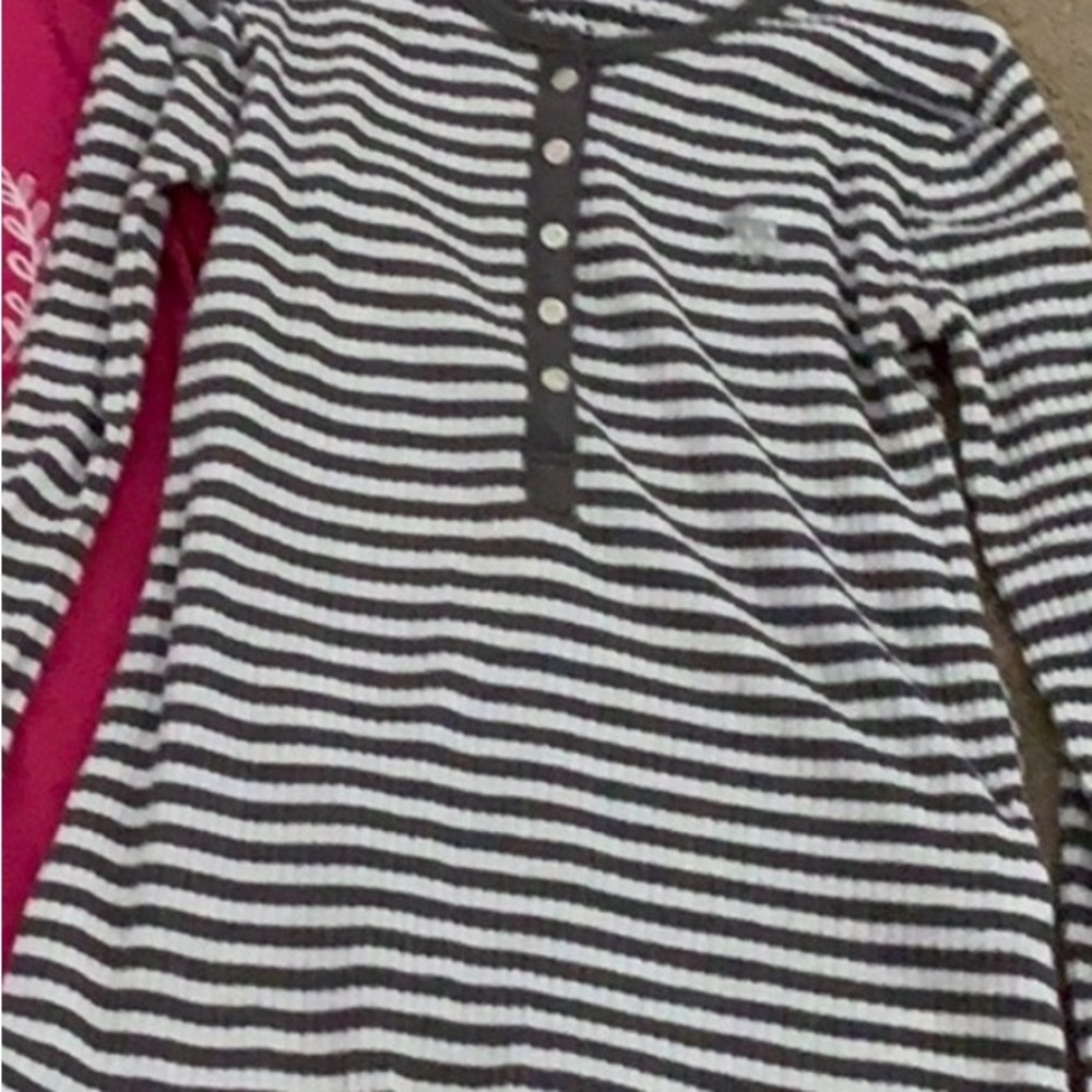Abercrombie Kids Black and White Striped Long Sleeve Tee